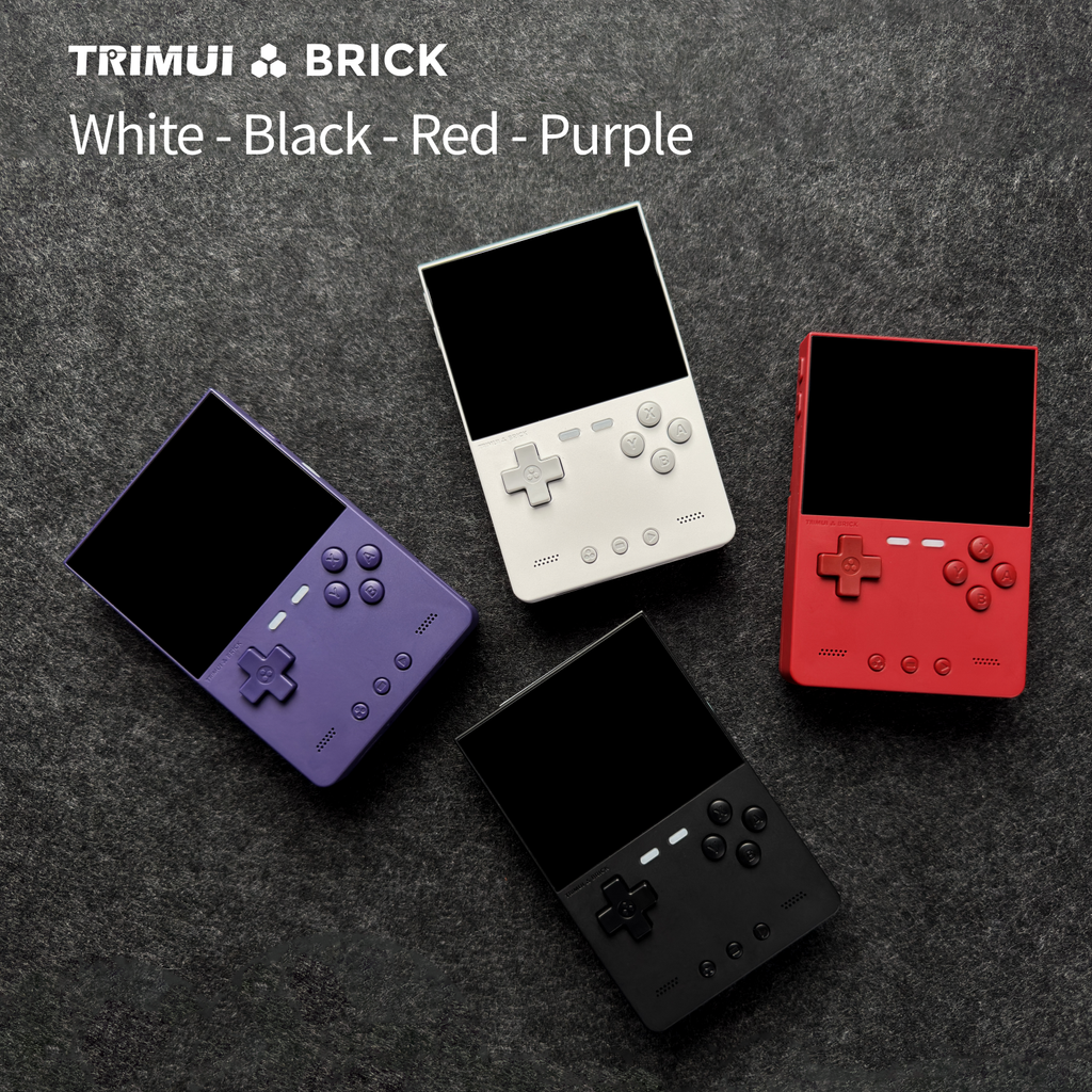 TRIMUI Brick retro game console white black red purple colour variants