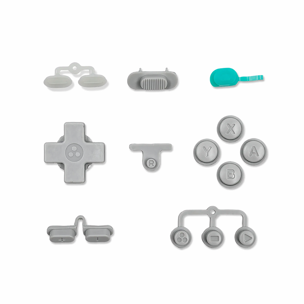 Set of gray gaming controller buttons for trimui brick hammer