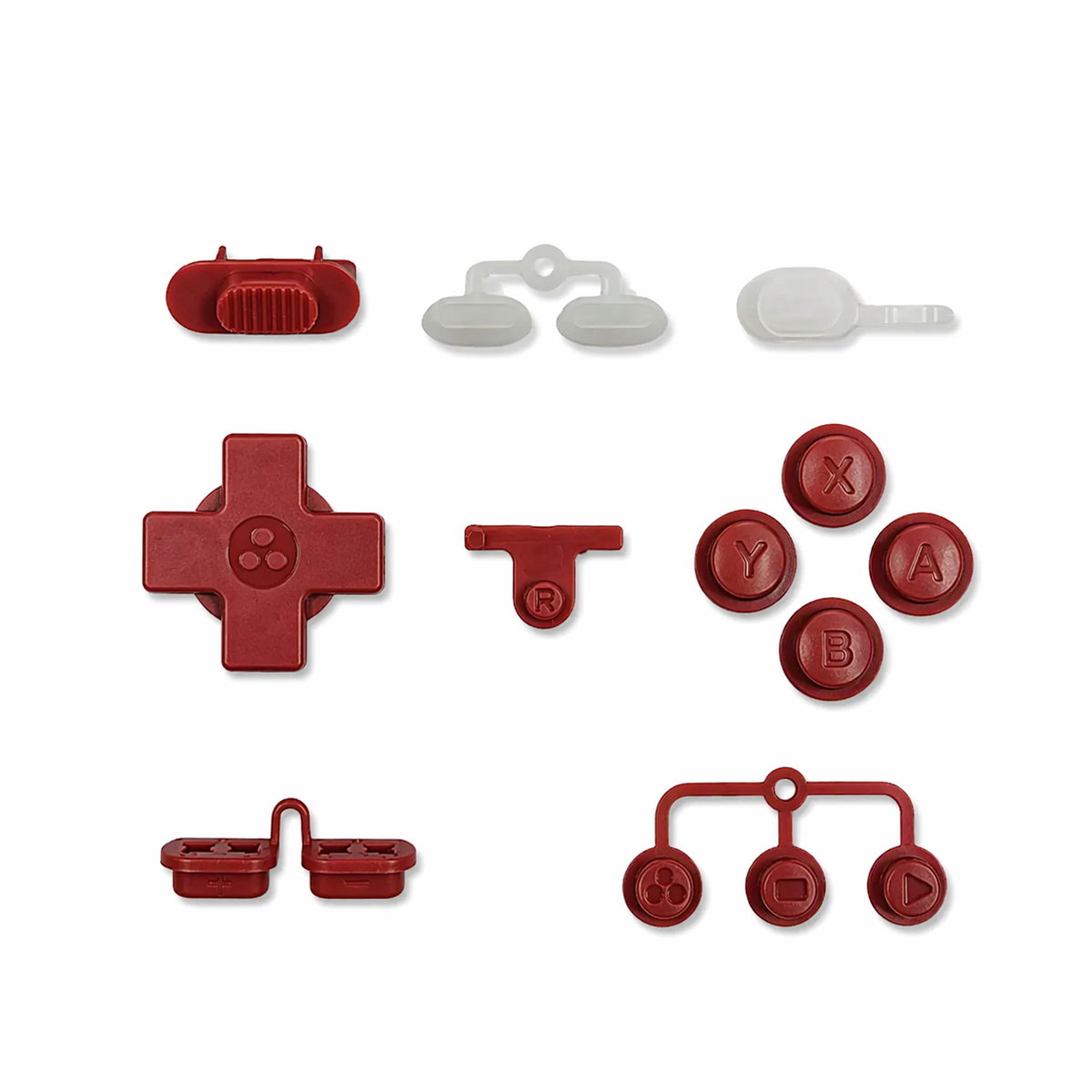 Set of red gaming controller buttons for trimui brick hammer